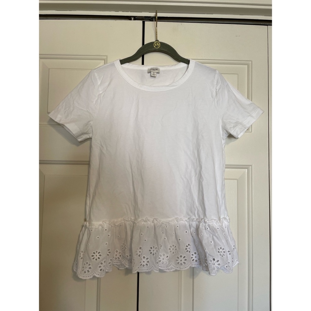 J. Crew White Tee with lace